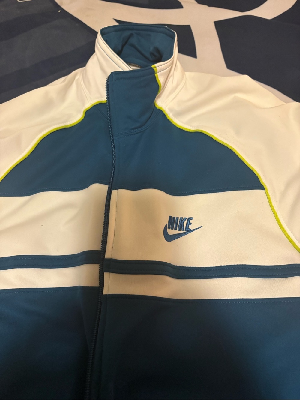 Nike Blue, White & Neon Trim Men’s Windbreaker Jacket
